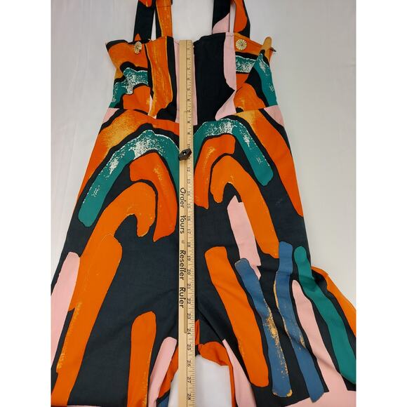 Anthropologie Bel Kazan Arches Wide Leg Jumpsuit Abstract Boho Colorful NEW Sz M - Picture 6 of 11